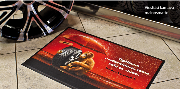 Mainosmatto valokuville, tekstill&auml; ja kuvioilla - edullinen